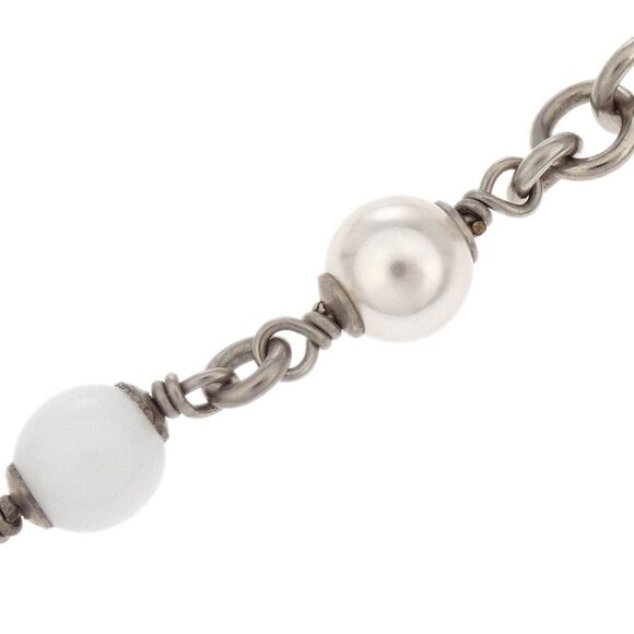 Chanel CC Chain Bracelet Silver Artificial Pearl C19C 196451 - Picture 3 of 4